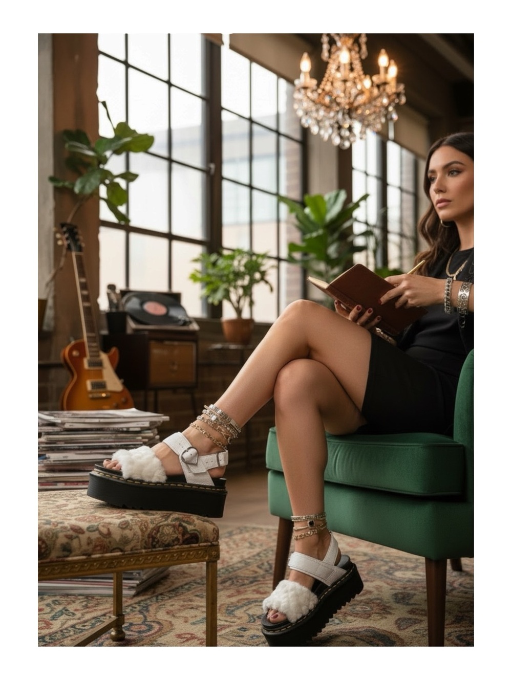 new Dr Martens ☁︎︎ Voss Fluffy Faux Fur Platform Sandal ☁︎︎ White Nappa ☁︎︎ 37